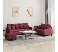 vidaXL Ensemble de canapés 3 pcs avec coussins Rouge bordeaux Tissu3201678 Rouge G