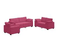 Vidaxl Ensemble De Canapés 3 Pcs Avec Coussins Rouge Bordeaux Velours Rouge