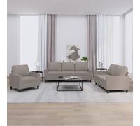 vidaXL Ensemble de canapés 3 pcs avec coussins Taupe Tissu
