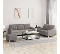 vidaXL Ensemble de canapés 3 pcs avec coussins Taupe Tissu