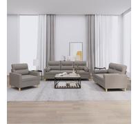 Vidaxl Ensemble De Canapés 3 Pcs Avec Coussins Taupe Tissu Gris