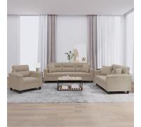 vidaXL Ensemble de Canapés avec Coussins 3 pcs, Canapés avec Accoudoirs et Dossier, Ensemble de Meubles, Mobilier de Salon, 3202302