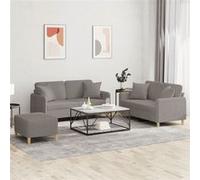 Ensemble de canapés 3 pcs avec coussins taupe tissu