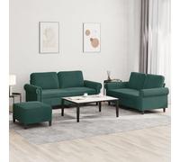 vidaXL Ensemble de canapés 3 pcs avec coussins Vert foncé Velours