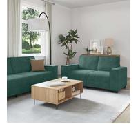 vidaXL Ensemble de canapés 3 pcs avec Coussins Vert foncé Velours, canapé, siège de canapé, canapé Relax, canapé Confort, Fauteuil de télévision