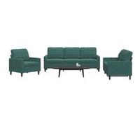 vidaXL Ensemble de canapés 3 pcs Velours Vert foncé avec coussins 3278353