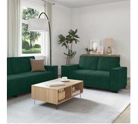 vidaXL Ensemble de canapés 3 pcs avec coussins Vert foncé Velours, canapé, siège de canapé, canapé relax, canapé confort, 3324620