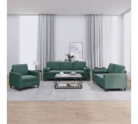 Ensemble de canapés 3 pcs avec coussins vert foncé velours Vert G