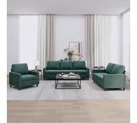 Vidaxl Ensemble De Canapés 3 Pcs Avec Coussins Vert Foncé Velours Vert
