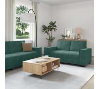 vidaXL Ensemble de canapés 3 pcs avec Coussins Vert foncé Velours, canapé, siège de canapé, canapé Relax, canapé Confort, Fauteuil de télévision