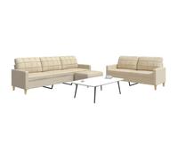 vidaXL Ensemble de canapés 3 pcs avec repose-pied crème tissu, canapé, siège de canapé, canapé relax, canapé confort, 3278329