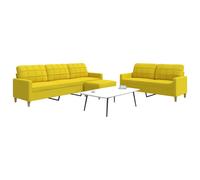 Vidaxl Ensemble De Canapés 3 Pcs Avec Repose-Pied Jaune Clair Tissu Jaune