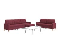 Vidaxl Ensemble De Canapés 3 Pcs Avec Repose-Pied Rouge Bordeaux Tissu Rouge