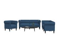 Vidaxl Ensemble De Canapés 3 Pcs Bleu Tissu Bleu