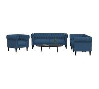 vidaXL Ensemble de canapés 3 pcs bleu tissu, canapé, siège de canapé, canapé relax, canapé confort, fauteuil de télévision 3209197