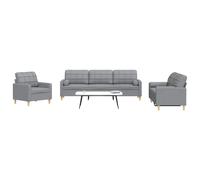 Vidaxl Ensemble De Canapés 3 Pcs Coussins Décoratifs Gris Clair Tissu Gris