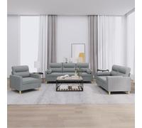vidaXL 3-delige Loungeset met kussens stof lichtgrijs3201552 Gris clair G
