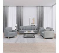 vidaXL Ensemble de canapés 3 pcs coussins gris clair tissu Gris clair
