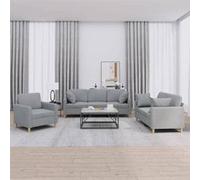 Ensemble de canapés 3 pcs coussins gris clair tissu