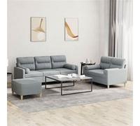 vidaXL Ensemble de canapés 3 pcs coussins gris clair tissu3201624 Gris clair G