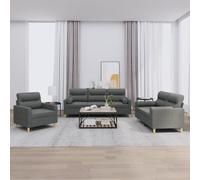 vidaXL Ensemble de canapés 3 pcs coussins gris foncé tissu