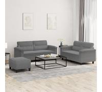 Vidaxl Ensemble De Canapés 3 Pcs Coussins Gris Foncé Tissu Microfibre Gris