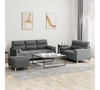 vidaXL Ensemble de canapés 3 pcs coussins gris foncé tissu3201625 Gris foncé G