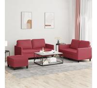 vidaXL Ensemble de canapés 3 pcs et coussins Rouge bordeaux Similicuir