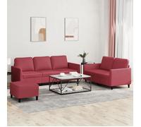 vidaXL Ensemble de canapés 3 pcs et coussins Rouge bordeaux Similicuir 3201768