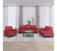 vidaXL Ensemble de canapés 3 pcs et coussins Rouge bordeaux Similicuir Rouge G