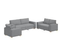 Ensemble de canapé 3 pièces avec coussins en tissu gris clair