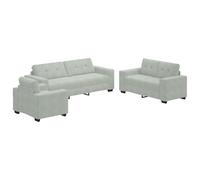 vidaXL Ensemble de Canapés 3 pcs Gris 221 x 78 x 80 cm Velours, Salon, canapé en Velours Moderne, fauteuils élégants, sièges ergonomiques, Ensemble de chaises Lounge