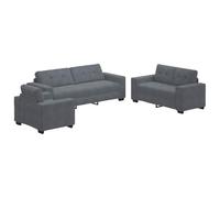 Ensemble de canapé 3 pièces avec coussins en velours gris foncé