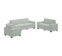 Ensemble de canapé 3 pièces - Velours gris clair - 6 places - Style contemporain - Confort moelleux