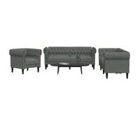 vidaXL Ensemble de canapés 3 pièces, tissu gris foncé