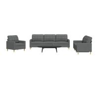 vidaXL Ensemble de canapés 3 pcs gris foncé tissu, canapé, siège de canapé, canapé relax, canapé confort, fauteuil de 3278288