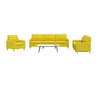 vidaXL Ensemble de canapés 3 pcs jaune clair tissu, canapé, siège de canapé, canapé relax, canapé confort, fauteuil de 3278292