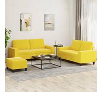 vidaXL Ensemble de canapés 3 pcs jaune clair tissu