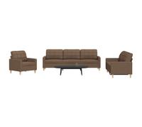 vidaXL Ensemble de canapés 3 pcs marron tissu