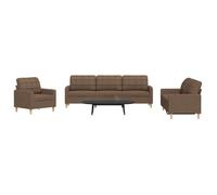 vidaXL Ensemble de canapés 3 pcs marron tissu, canapé, siège de canapé, canapé relax, canapé confort, fauteuil de télévision