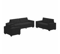 vidaXL Ensemble de Canapés 3 pcs Noir 221 x 80 x 80 cm Velours, Mobilier Moderne abordable, Ensemble de canapés en Velours, Fauteuil Ergonomique, assises durables pour Le Salon