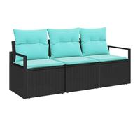vidaXL Ensemble de Canapés 3 pcs Noir polyrotin, Ensemble de canapés de Jardin, rectangulaire, Design Moderne, matériaux Anti-UV, Coussins légers et modulaires
