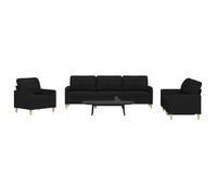 vidaXL Ensemble de canapés 3 pcs noir tissu