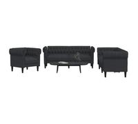 vidaXL Ensemble de canapés 3 pcs noir tissu, canapé, siège de canapé, canapé relax, canapé confort, fauteuil de télévision 3209193