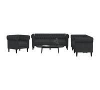 vidaXL Ensemble de canapés 3 pcs noir tissu