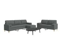 vidaXL Ensemble de canapés 3 pcs repose-pied et coussins décoratifs, canapé, siège de canapé, canapé relax, canapé confort, 3278344