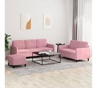 vidaXL Ensemble de canapés 3 pcs rose velours
