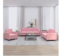 vidaXL Ensemble de canapés 3 pcs rose velours 3201937