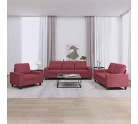 vidaXL Ensemble de canapés 3 pcs rouge bordeaux tissu