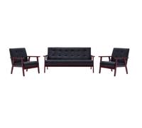 vidaXL Ensemble de Canapés 3 pcs Sofa de Salon Canapé de Salle de Séjour Fauteuil de Salon Bureau Maison Intérieur Noir 279136